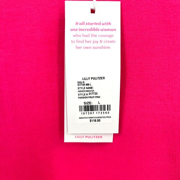 LILLY PULITZER Womens Morgen Sweater Large Passion Fruit Pink Rhinestone NWT - Picture 11 of 13